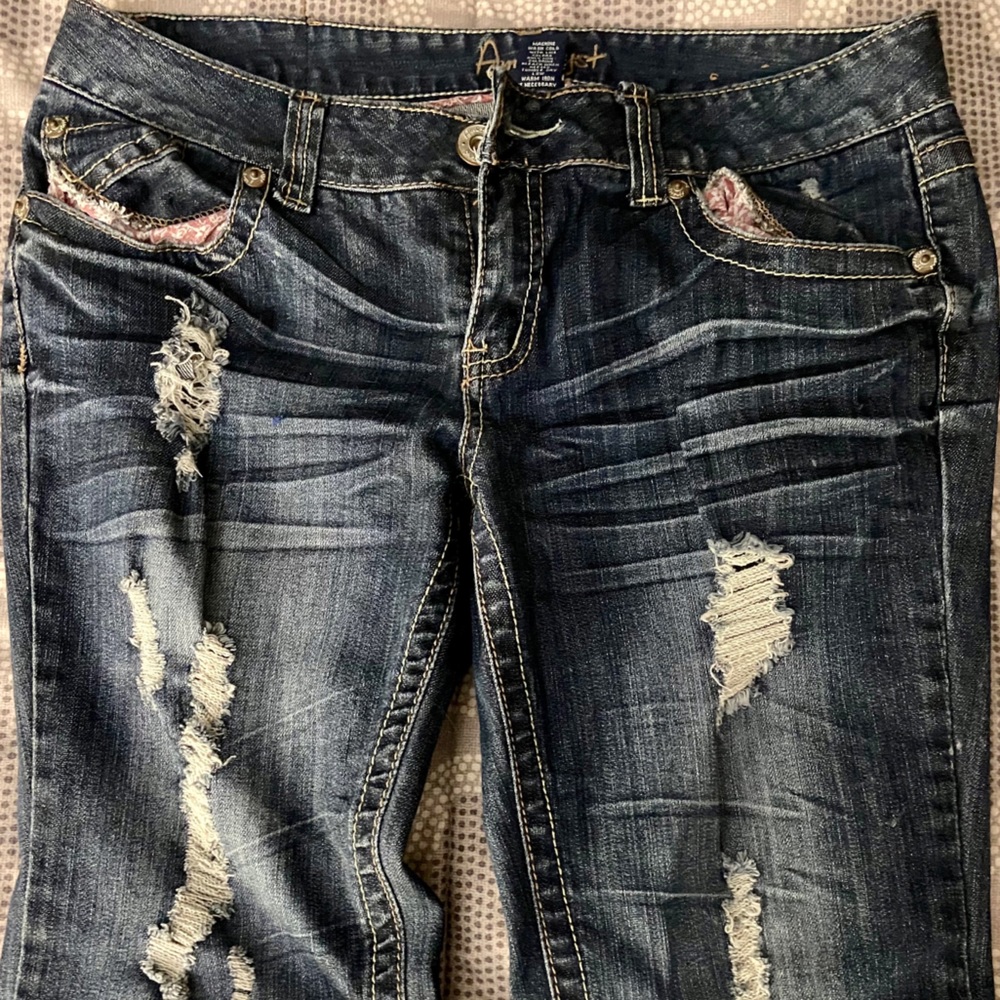 Dark Blue Distressed Boot cut jeans